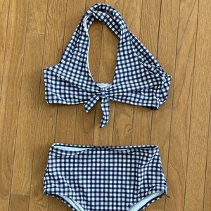 Gingham two piece high waisted bathing suit